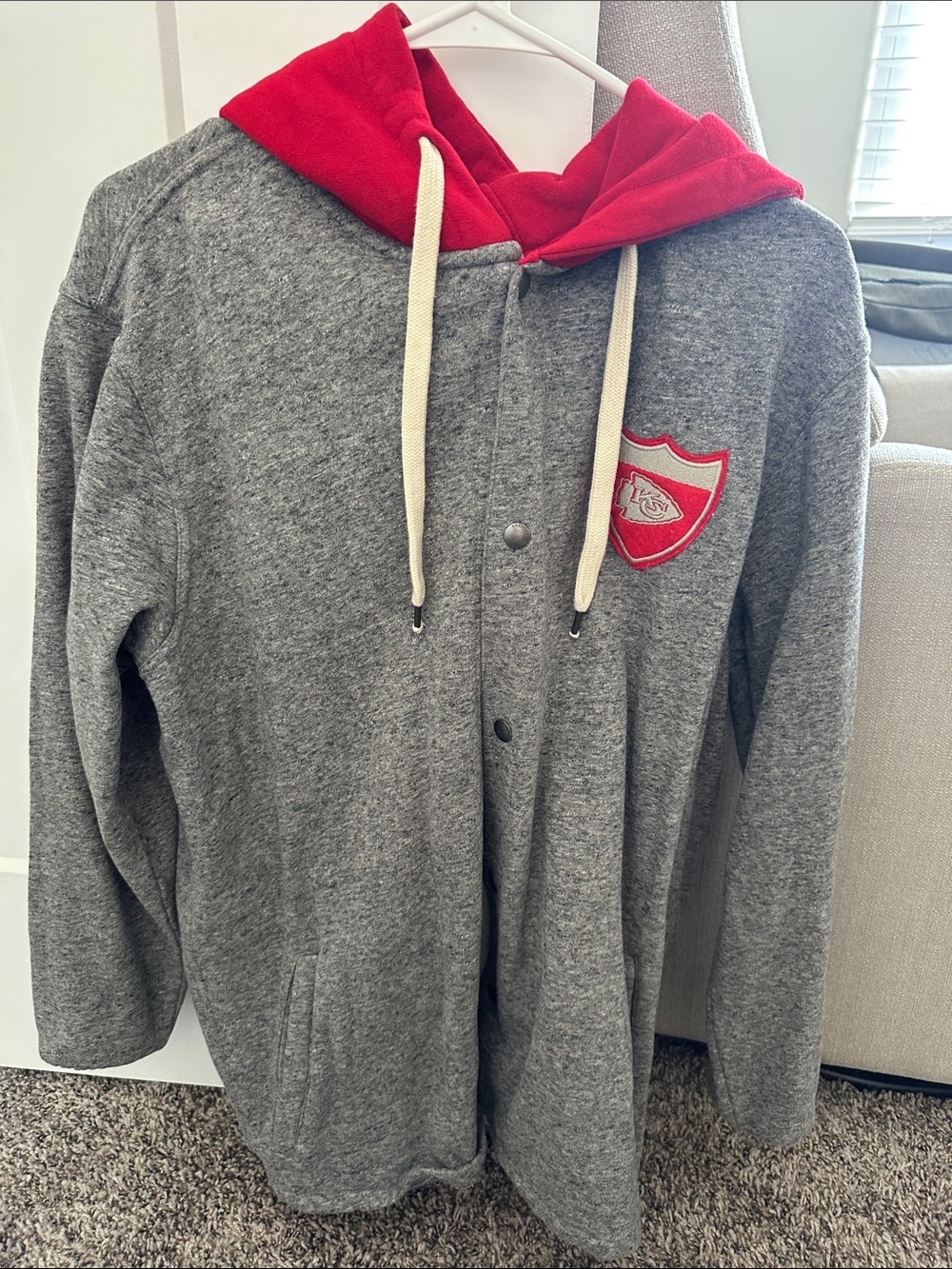 Men's Gray KC Chiefs Hooded Sweater with Red Lining
